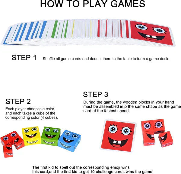 🎁5D-puslespil med pædagogiske ansigter, der ændrer familiens spil🧩