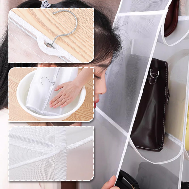 Hængende håndtaske støvfri organizer med 6/8 store lommer