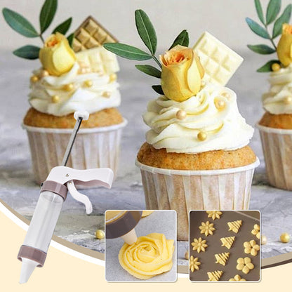Dekorationssprøjte til fløde og kager med kagepresse