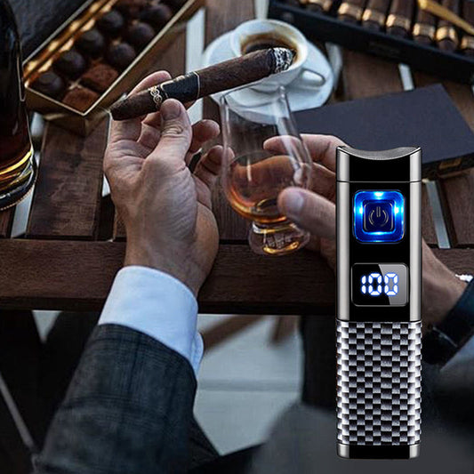 Genopladelig og genopfyldelig cigarbrænder med LED-display