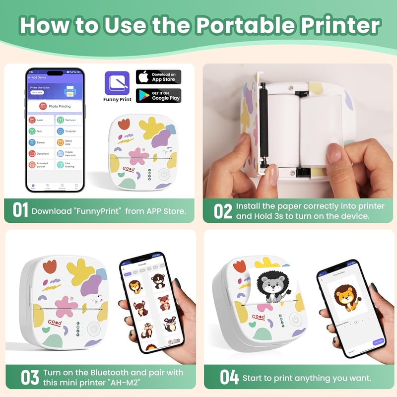 🎁 Juletilbud 50 % RABAT!! 🖨️ Mini bærbar klistermærkepriinter✨ Bærbar Bluetooth-printer til DIY og gaver🔖