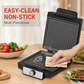 1400W elektrisk panini-press og grill