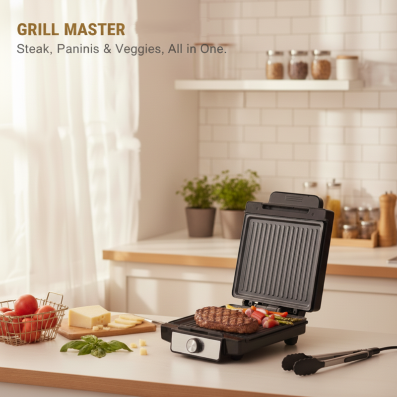 1400W elektrisk panini-press og grill