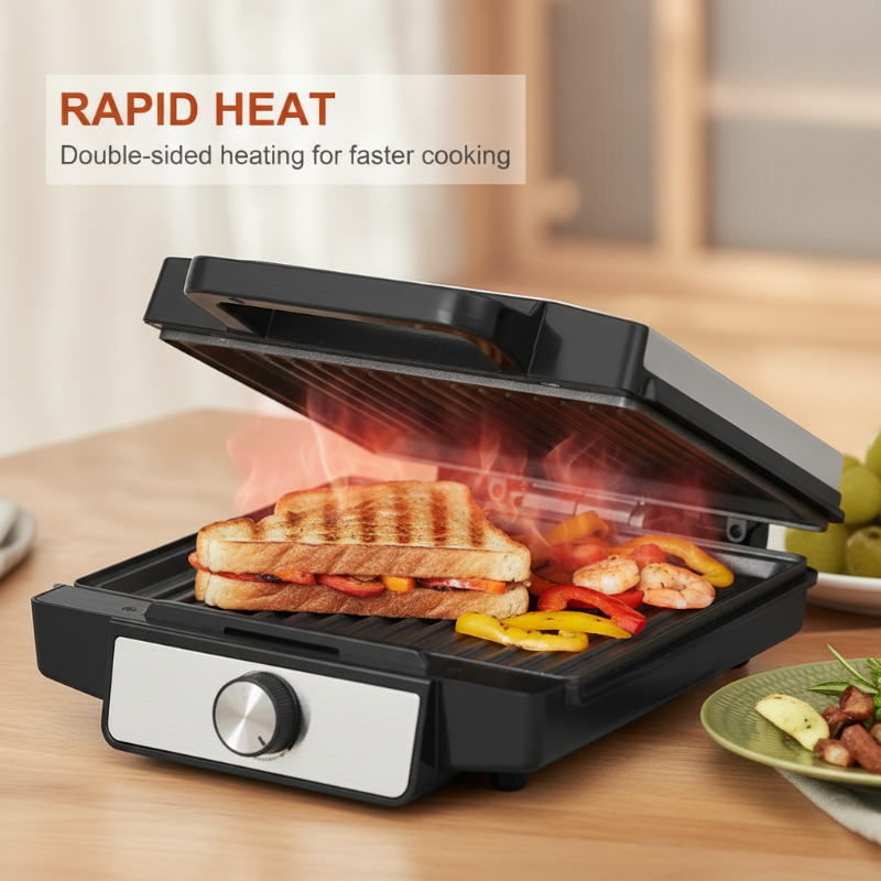 1400W elektrisk panini-press og grill