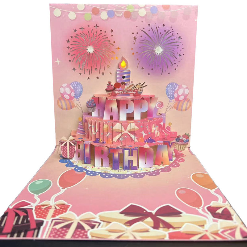 3D Pop-up musikalsk fødselsdagskort med lys og sang🎵🎂
