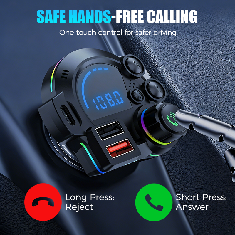 🔥Tidsbegrænset tilbud – Universal FM Bluetooth-transmitter til bil med dobbeltport