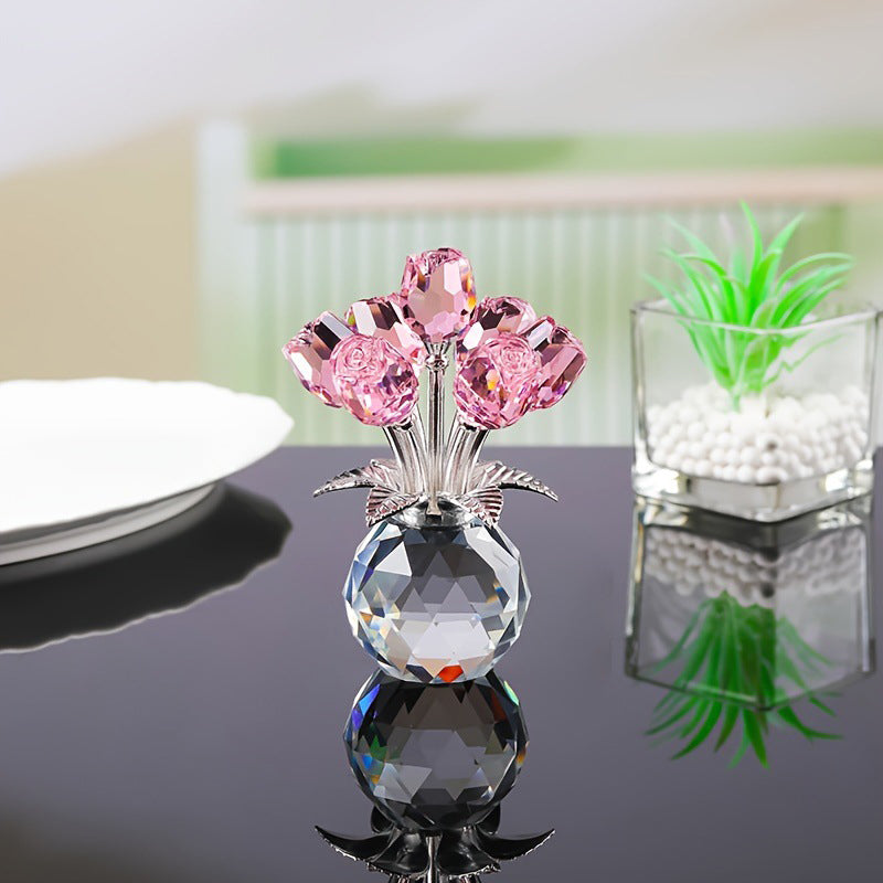 🏆 Hot udsalg 50 % rabat✨Evigvarende krystalrosefigur i vase