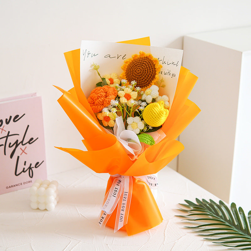 💕Mors dag-tilbud 50 % rabat!💕Håndlavet delikat hæklet blomsterbuket