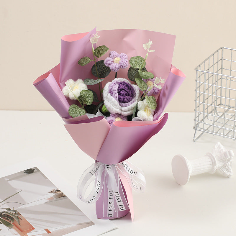 💕Mors dag-tilbud 50 % rabat!💕Håndlavet delikat hæklet blomsterbuket