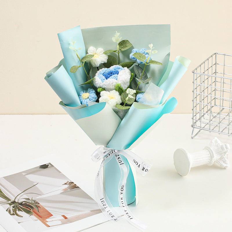 💕Mors dag-tilbud 50 % rabat!💕Håndlavet delikat hæklet blomsterbuket