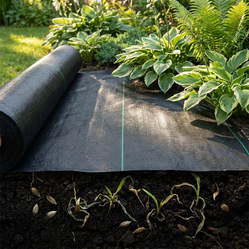 🌿 50 % RABAT NU! ⛏️ Ukrudtsdug – Blokerer sollys, åndbart og slidstærkt – Perfekt til blomsterbede og stier – gør det nemmere at luge 🌱✨