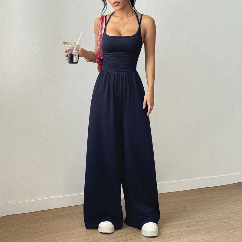 Casual jumpsuit med spaghettistropper til kvinder