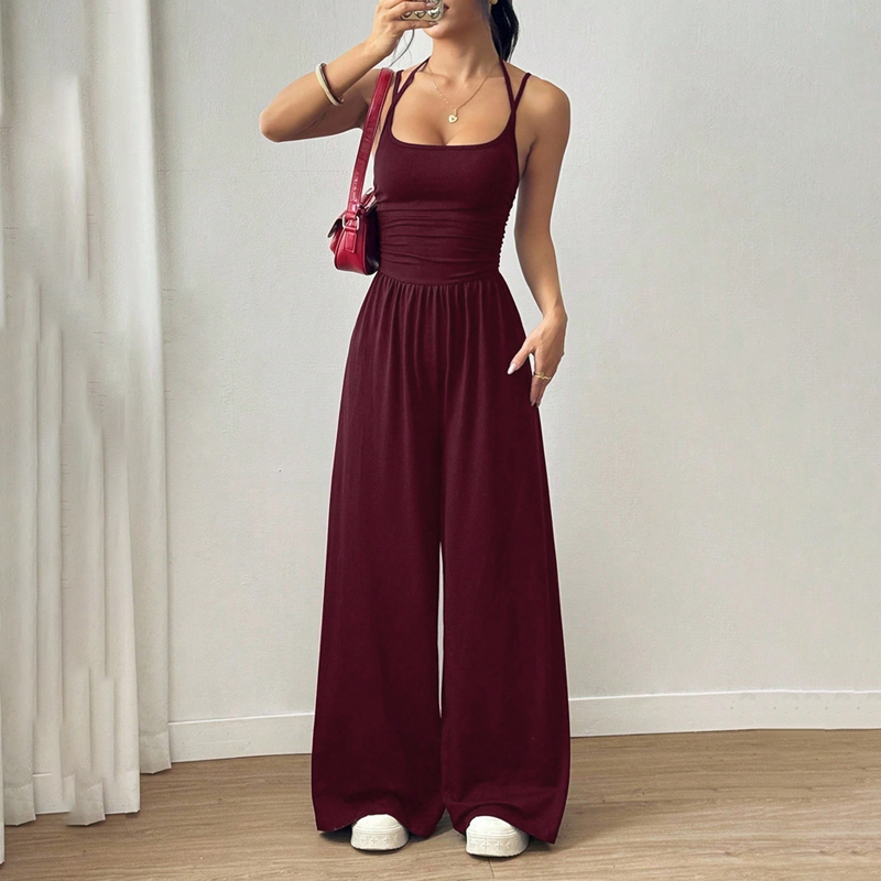 Casual jumpsuit med spaghettistropper til kvinder