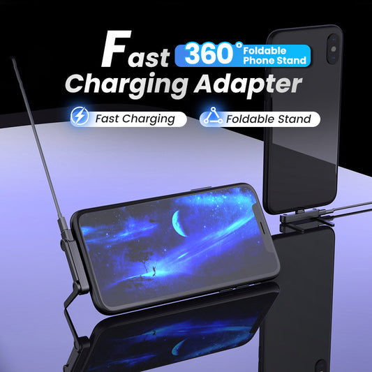 Hurtigoplader med 360° foldbart telefonstativ