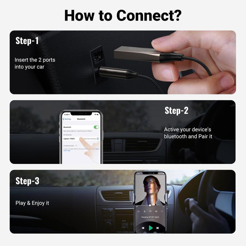 Bluetooth 5.0 lydmodtager USB-kabel lydadapter