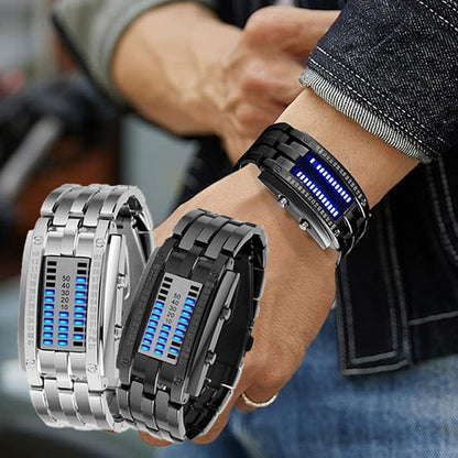 ⌚ 50% RABAT NU! 💙 Binært LED-ur til mænd – Rustfrit stål & unikt display – Sporty, moderne & vandafvisende 🛡️