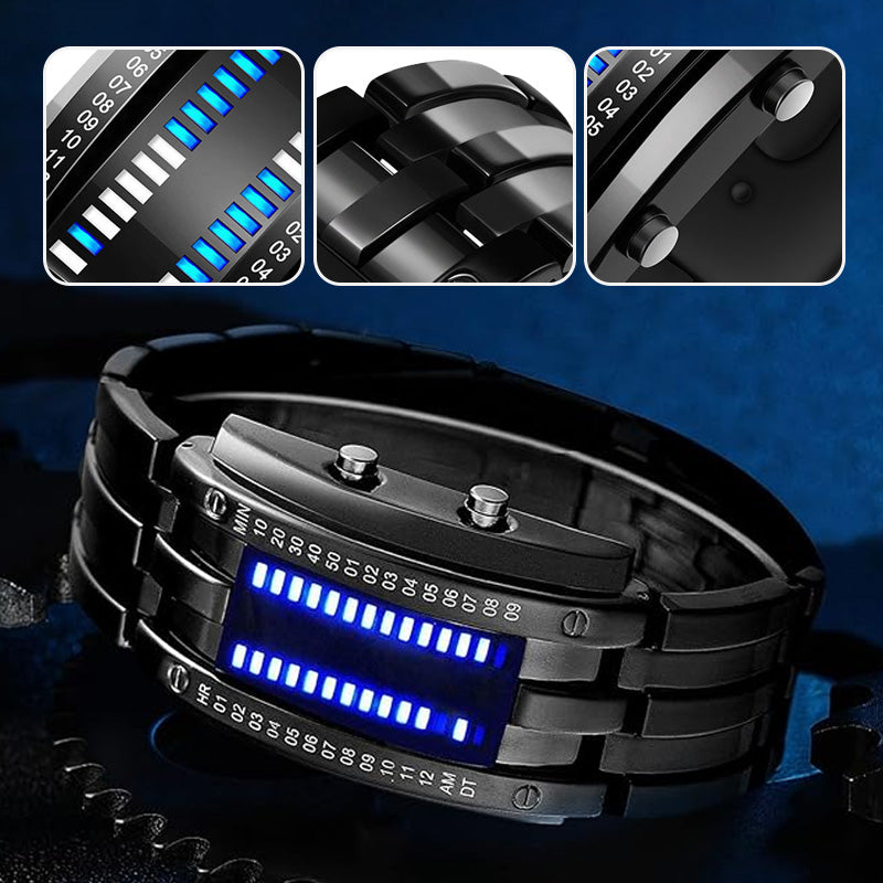⌚ 50% RABAT NU! 💙 Binært LED-ur til mænd – Rustfrit stål & unikt display – Sporty, moderne & vandafvisende 🛡️