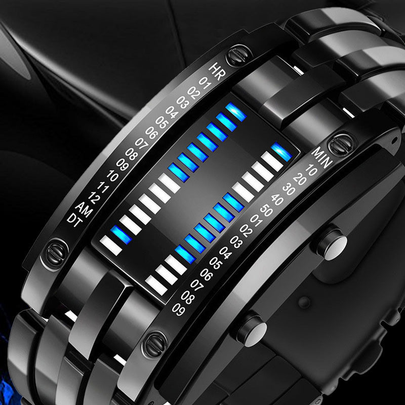 ⌚ 50% RABAT NU! 💙 Binært LED-ur til mænd – Rustfrit stål & unikt display – Sporty, moderne & vandafvisende 🛡️