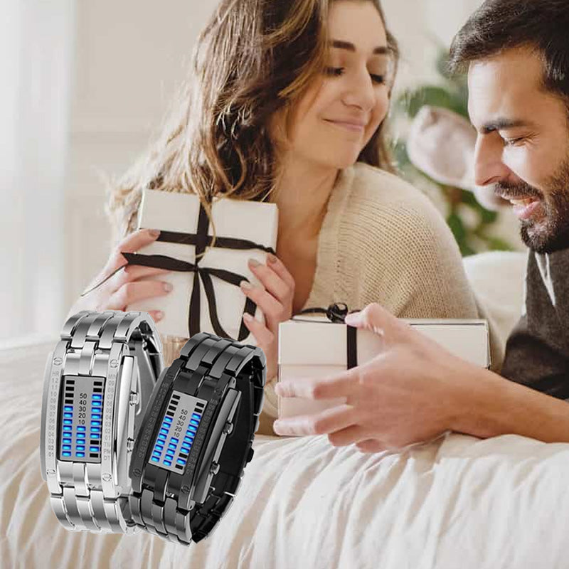 ⌚ 50% RABAT NU! 💙 Binært LED-ur til mænd – Rustfrit stål & unikt display – Sporty, moderne & vandafvisende 🛡️
