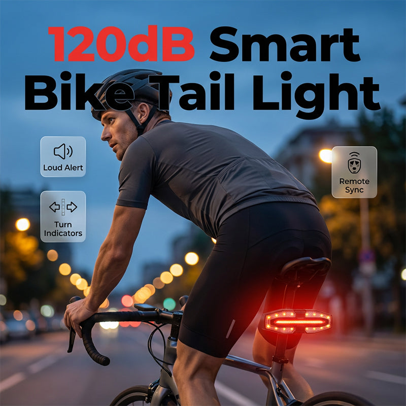 Cykelbaglygte med hornalarm