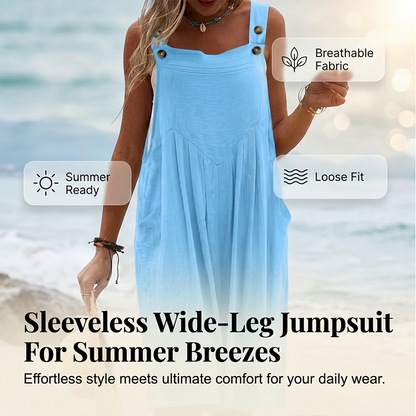 🌸 Tidsbegrænset tilbud ✨ Ærmeløs jumpsuit med brede ben til sommerbrisen