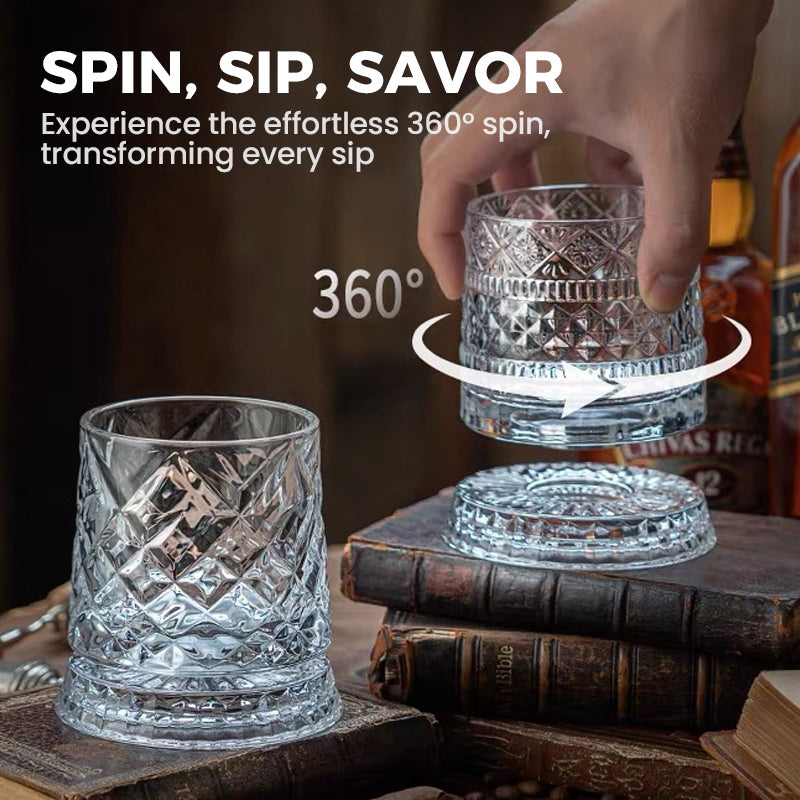 Unikt roterende drikkeglas | ✨ Visuelt spektakulært | 🎁 Perfekt gave til whiskyelskere 🥃