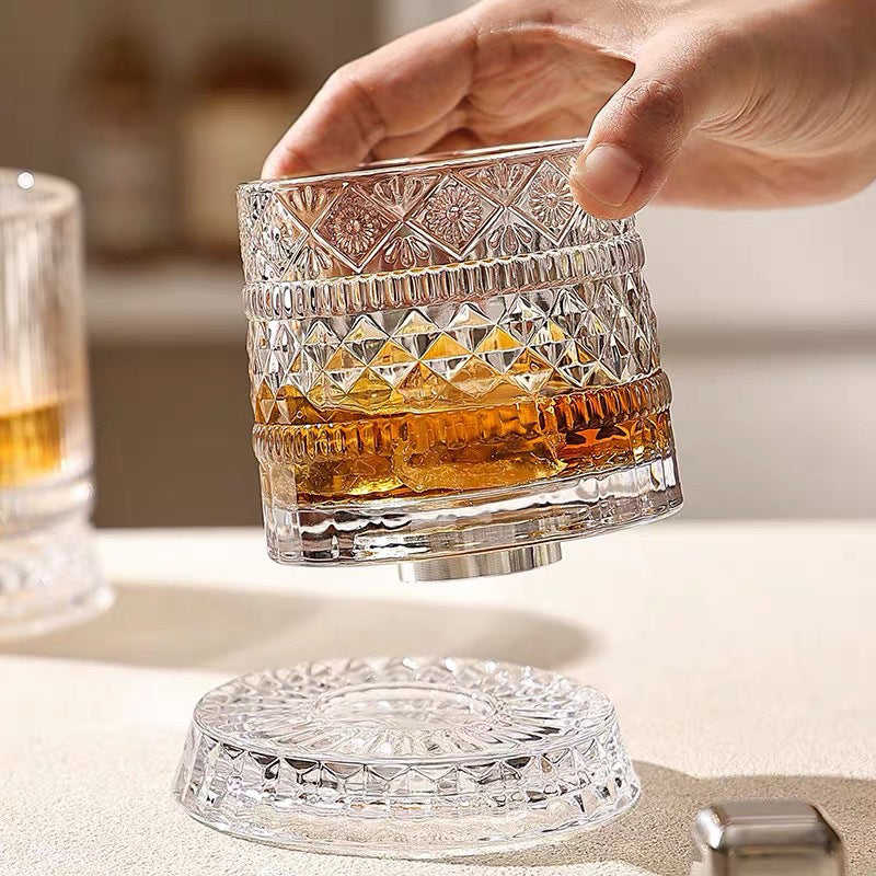 Unikt roterende drikkeglas | ✨ Visuelt spektakulært | 🎁 Perfekt gave til whiskyelskere 🥃