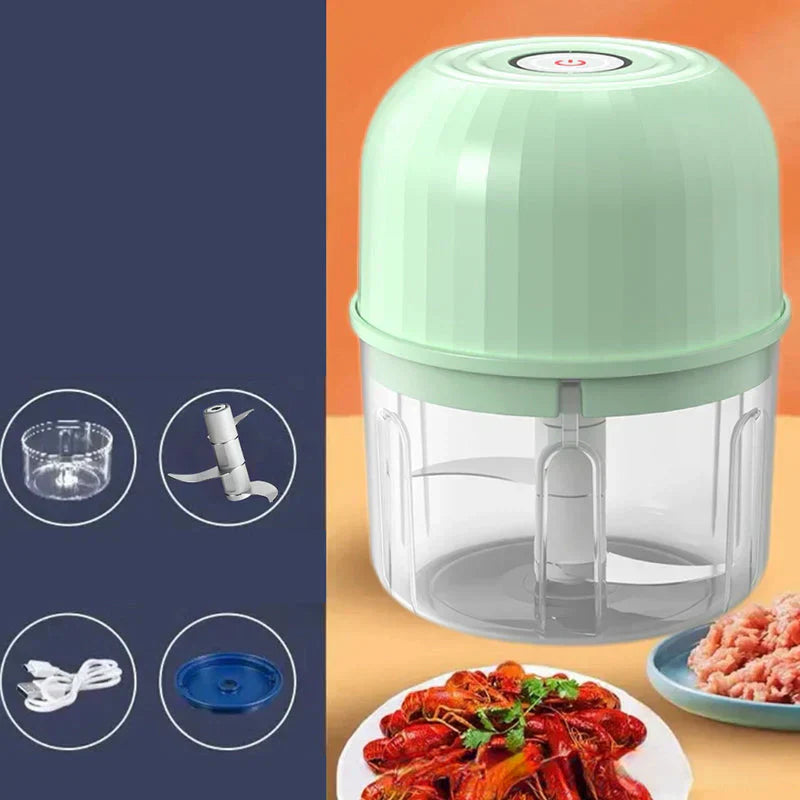 Trådløs multifunktionel mini elektrisk foodprocessor, trådløs bærbar køkkenhakker til hakket kød, hvidløg og babypuré, køkkenhjælper til fastfoodforberedelse