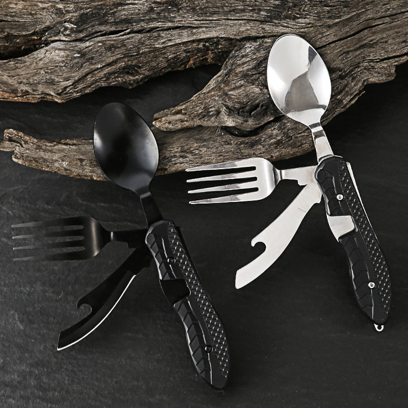 🍴 55% RABAT NU! 🏕️ 4-i-1 sammenklappeligt bestiksæt i rustfrit stål – perfekt til camping, vandring og rejser 🎒