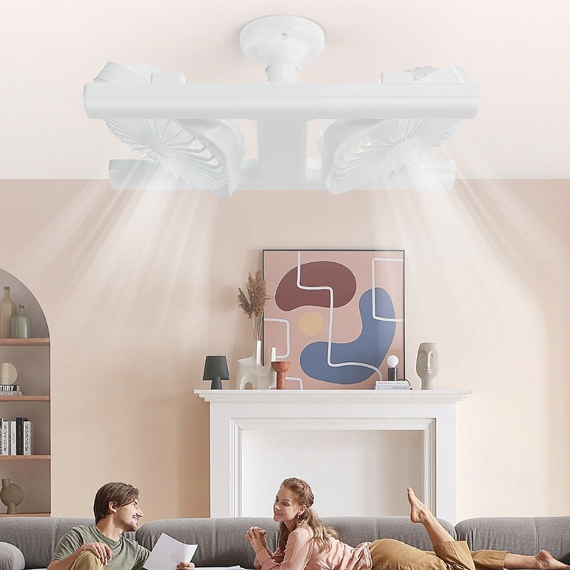 🌬️✨ Dobbelt loftventilator med LED-lys – moderne design med fjernbetjening til stue og soveværelse