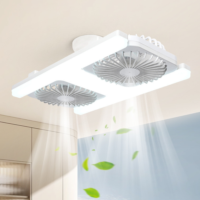 🌬️✨ Dobbelt loftventilator med LED-lys – moderne design med fjernbetjening til stue og soveværelse