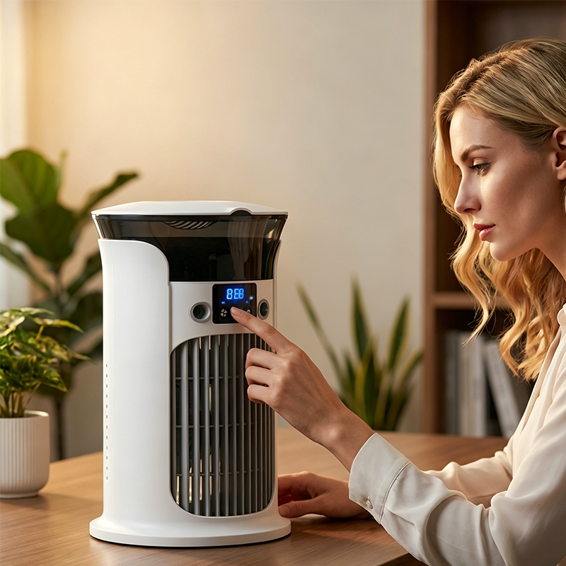 ❄️ 50% RABAT | 3-i-1 Luftkøler til skrivebordet 💧 Bærbar tågekøler med LED-natlampe