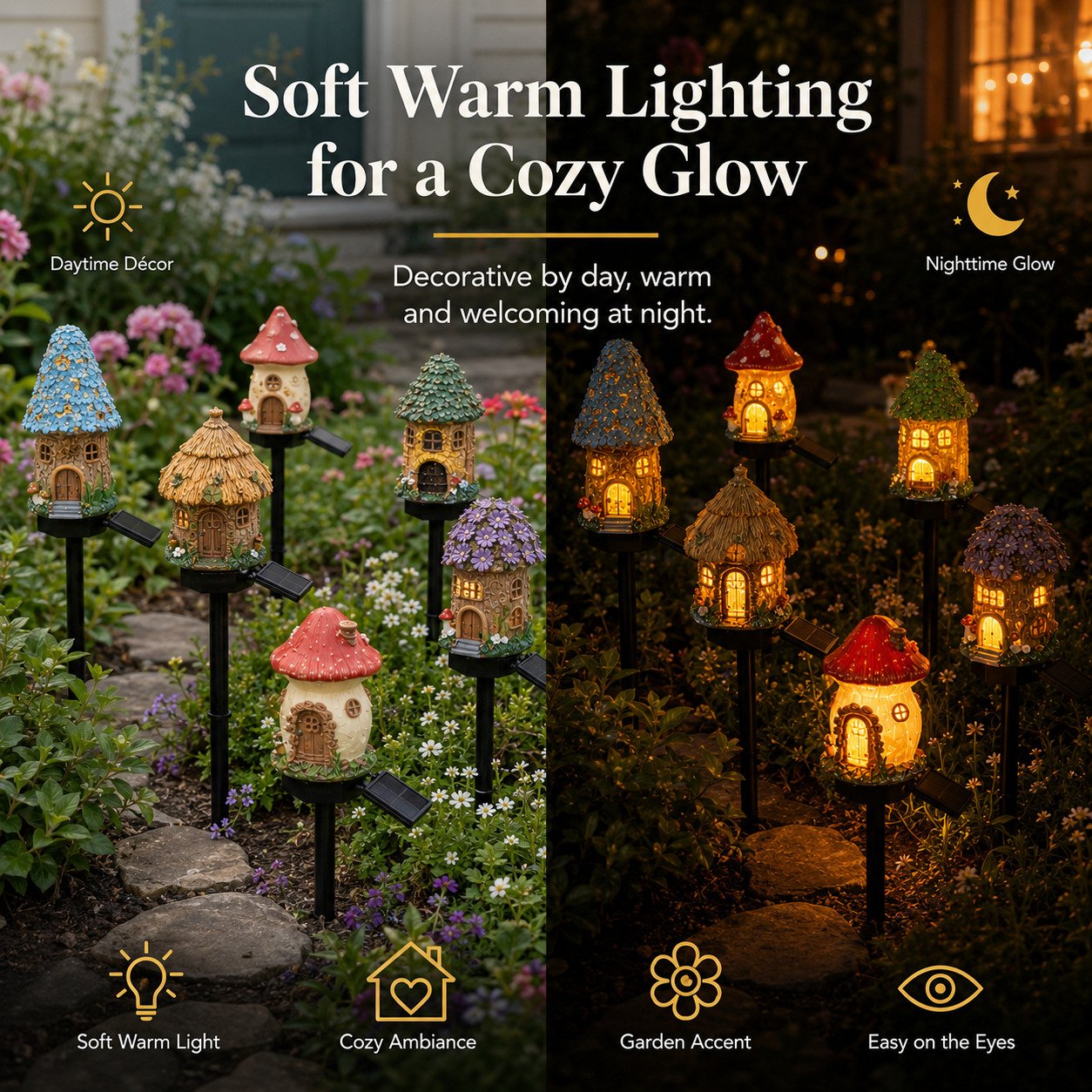 🎁2026 års nyheter – 50 % rabatt🌙🏡Solcellsdriven trädgårdslampa i form av en sagolik svampstuga