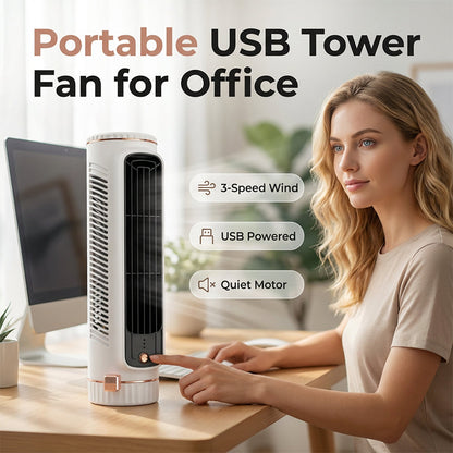 Bærbar USB-tårnventilator med 3 hastigheder