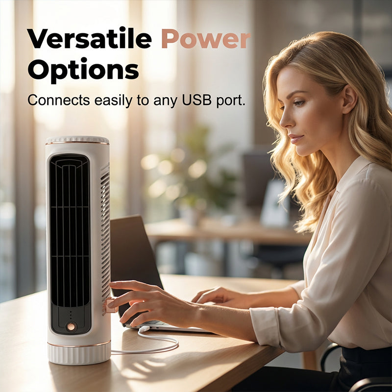 Bærbar USB-tårnventilator med 3 hastigheder
