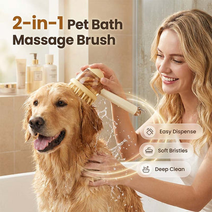 🐾 Kæledyrs bademassagebørste med shampoo-dispenser