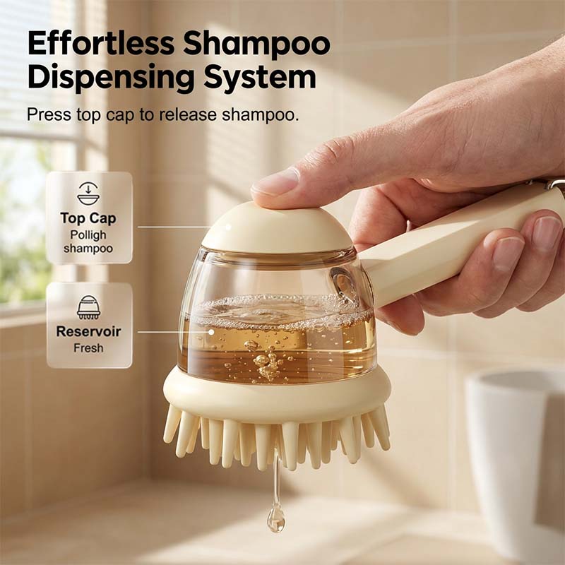 🐾 Kæledyrs bademassagebørste med shampoo-dispenser