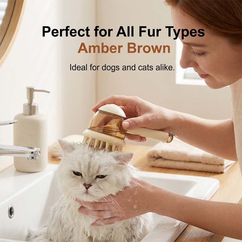 🐾 Kæledyrs bademassagebørste med shampoo-dispenser