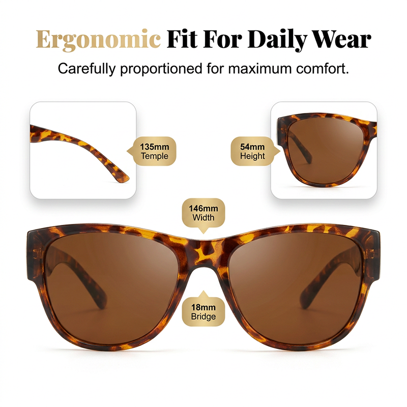 🕶️👓 Til brillebrugere: Disse oversized solbriller passer over dine egne briller og giver dig et filmstjernelook – ingen dyre clip-ons og ingen generende linser!
