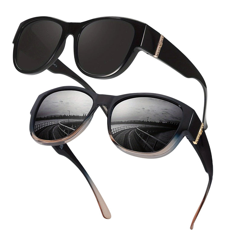 🕶️👓 Til brillebrugere: Disse oversized solbriller passer over dine egne briller og giver dig et filmstjernelook – ingen dyre clip-ons og ingen generende linser!