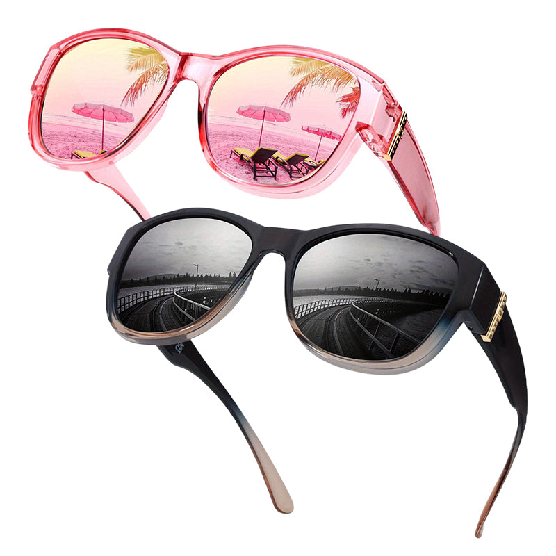 🕶️👓 Til brillebrugere: Disse oversized solbriller passer over dine egne briller og giver dig et filmstjernelook – ingen dyre clip-ons og ingen generende linser!