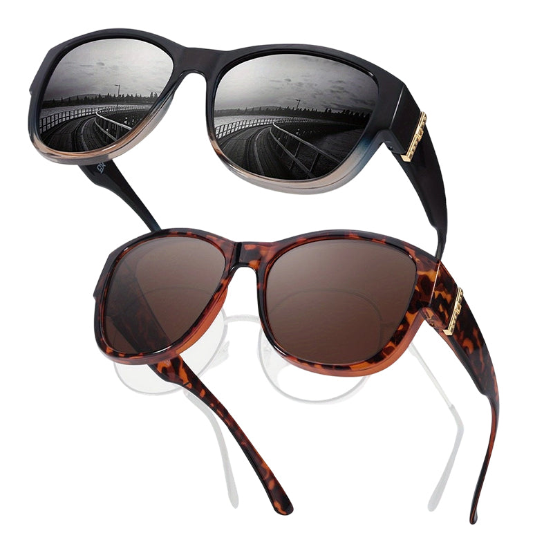 🕶️👓 Til brillebrugere: Disse oversized solbriller passer over dine egne briller og giver dig et filmstjernelook – ingen dyre clip-ons og ingen generende linser!