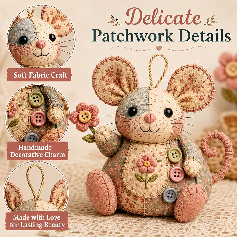 🧵🐭 Vintage patchwork-mus DIY-sæt – Alt inkluderet & perfekt til begyndere!