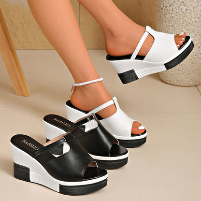 📢 Midtsæson: −50 % – gå ikke glip af tilbuddet! ⏰👡Damesandaler med platform – kilehæl, enkelt og elegant design ✨
