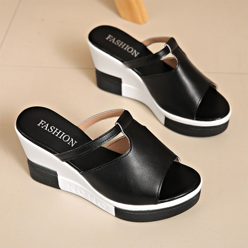 📢 Midtsæson: −50 % – gå ikke glip af tilbuddet! ⏰👡Damesandaler med platform – kilehæl, enkelt og elegant design ✨