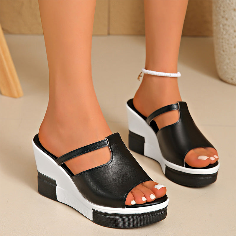 📢 Midtsæson: −50 % – gå ikke glip af tilbuddet! ⏰👡Damesandaler med platform – kilehæl, enkelt og elegant design ✨