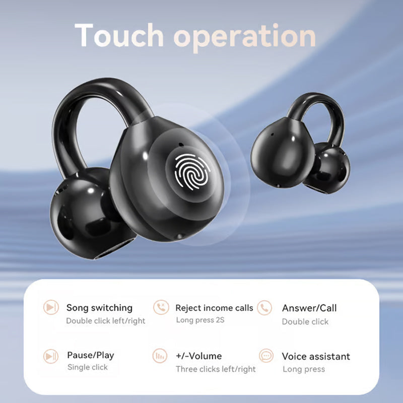 🏆SIDSTE DAGS UDSALG 50% RABAT🔥🔥Bone Conduction Wireless Bluetooth Ear Clip Earphones med berøringsskærm