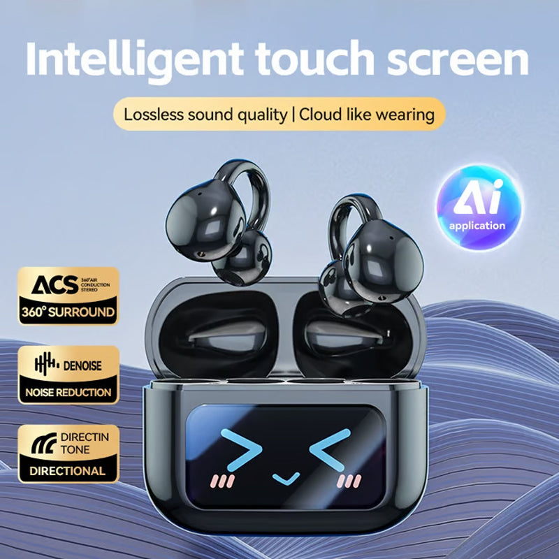 🏆SIDSTE DAGS UDSALG 50% RABAT🔥🔥Bone Conduction Wireless Bluetooth Ear Clip Earphones med berøringsskærm