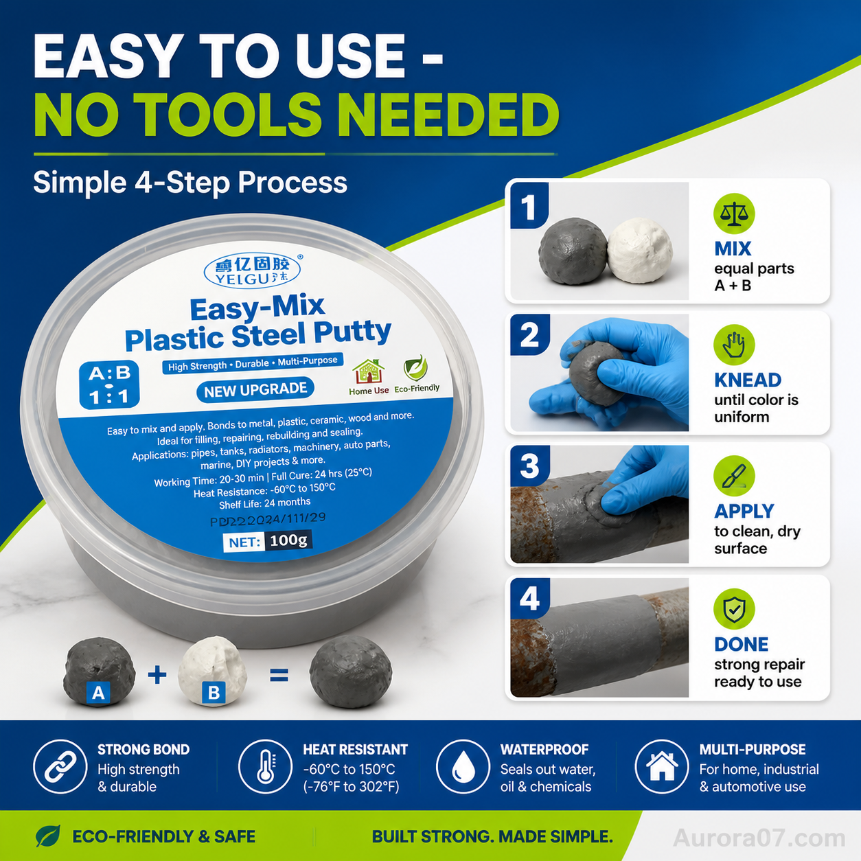 AB Super Glue: Brings broken items back to life – strong yet flexible, won’t crack!