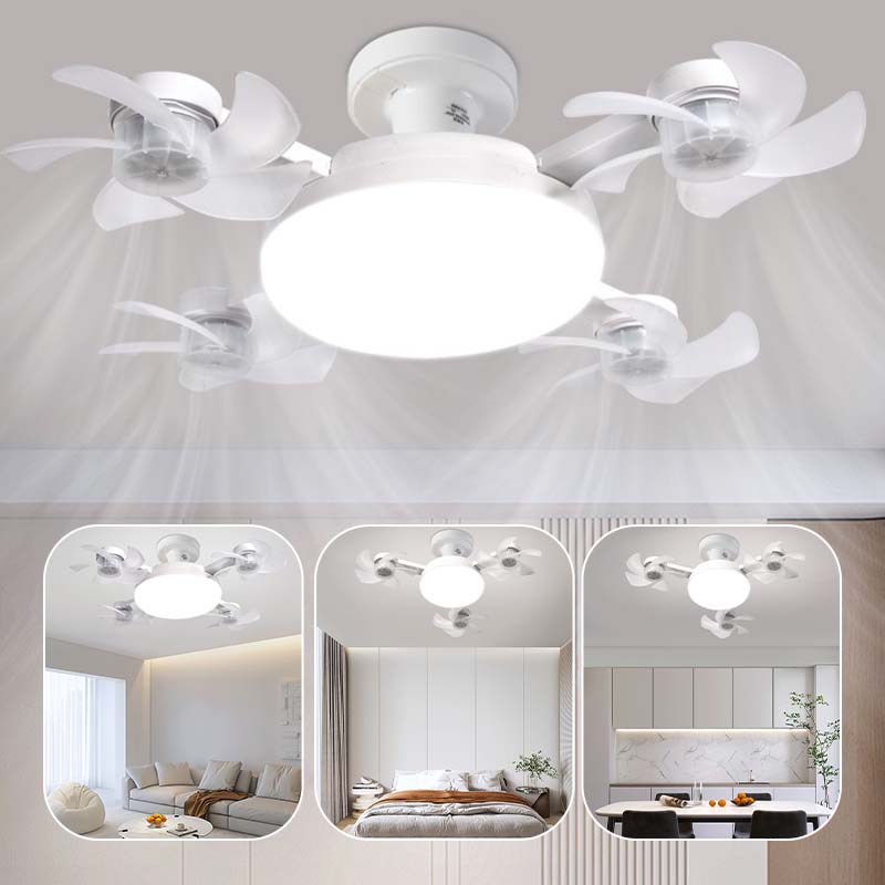 🌀Ny loftsventilator med E27-fatning – støjsvag 2-i-1 LED-ventilator med fjernbetjening, energibesparende kombination af køling og belysning til soveværelset derhjemme